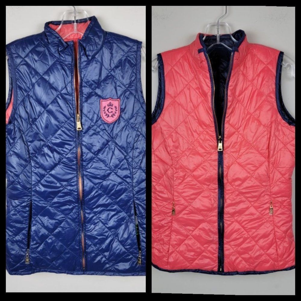 C. Wonder Blue Coral Reversible Full Zip Front Sleeveless Puffer Vest Size XXS